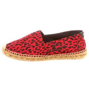 Saint Laurent -  Canvas Leopard‑Print Espadrilles Red/Black  - Size 38